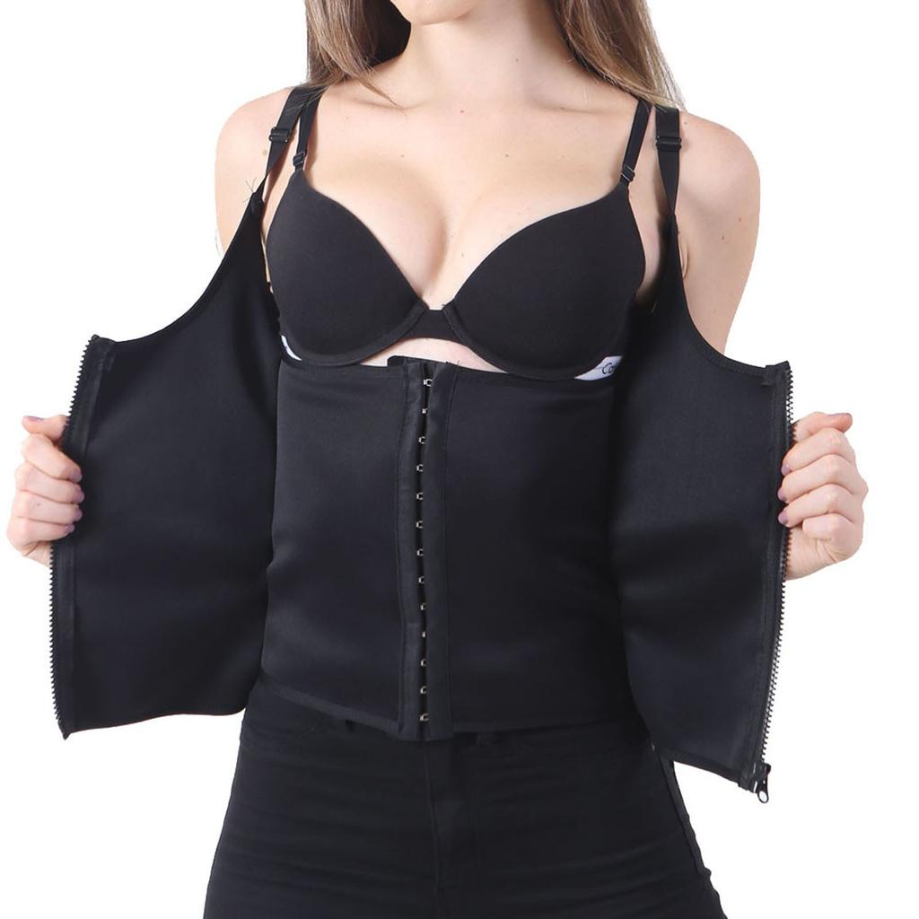Women's Waist Trainer Corset Body Shaper with Three Rows Hook and Zipper Closure Slimming Underbust Shapewear for Fitness and Waist Support