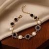 Sonnenthematischer Schmuck Handkette mit Imitationsperlen und funkelnden Strasssteinen für Damen