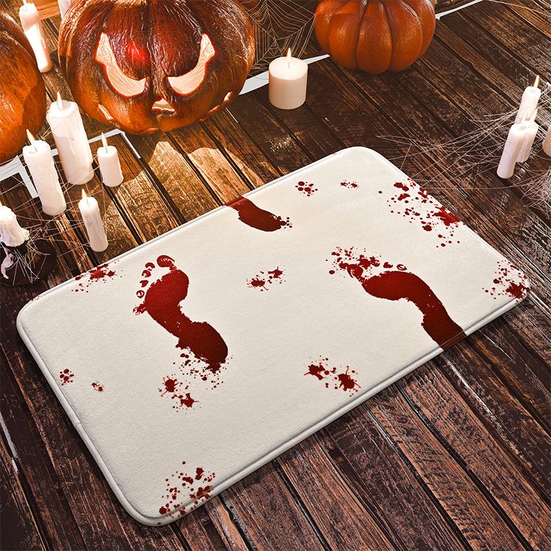 Halloween Bloody Handprint Scary Print Flannel Fleece-like Absorbent Non-Slip Indoor Carpet Rug Door Mat Bath Mat Home Decor