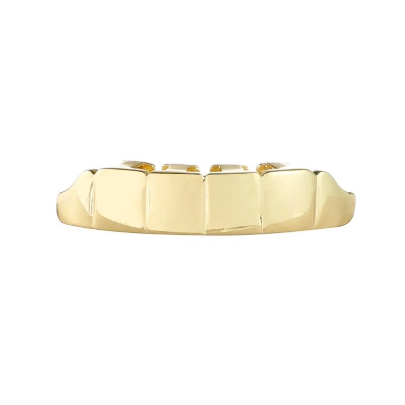 Connected Upper and Lower Tooth Grill Set, Mirror Finish Plated Metal Mouth Jewelry for Party and Stage Styling