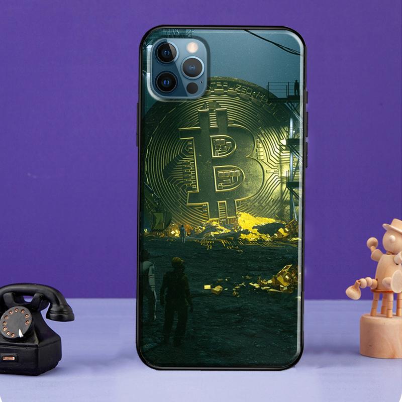 Custodia in Silicone Bitcoin per iPhone 13 Mini 11 14 12 Pro Max 7 8 Plus X XR XS Max SE 2020 Guscio per Telefono