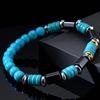 Retro Imitation Natural Blue Stone Beads Bracelet for Men, Handmade Elastic Bracelets, Fashion Party Jewelry Accessories Gift
