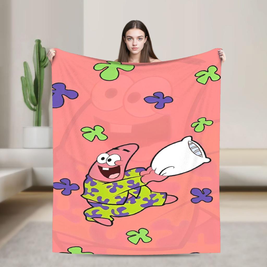 Patrick Star Blankets SpongeBob SquarePants Fuzzy Funny Warm Throw Blanket for Home Restaurant Spring/Autumn