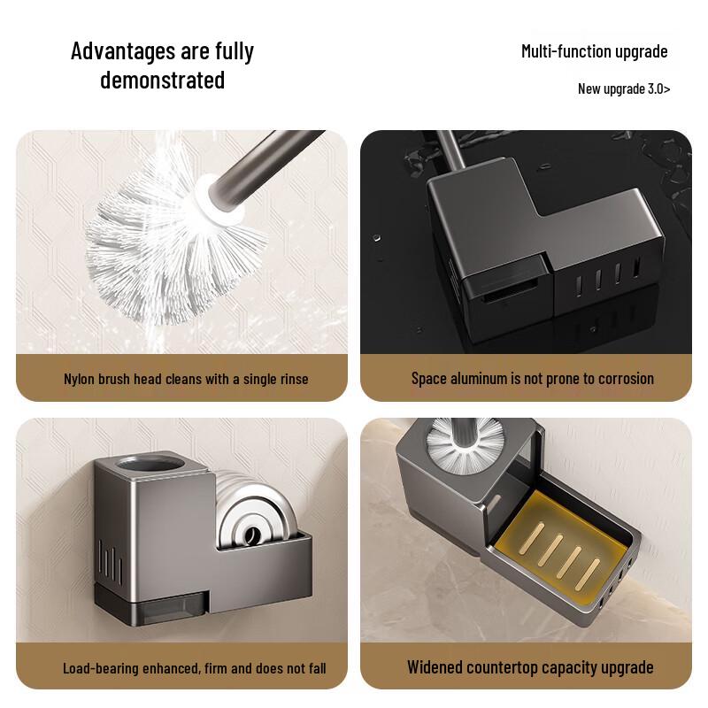 Wall-Mounted Toilet Brush Set with Drain Tray & Holder