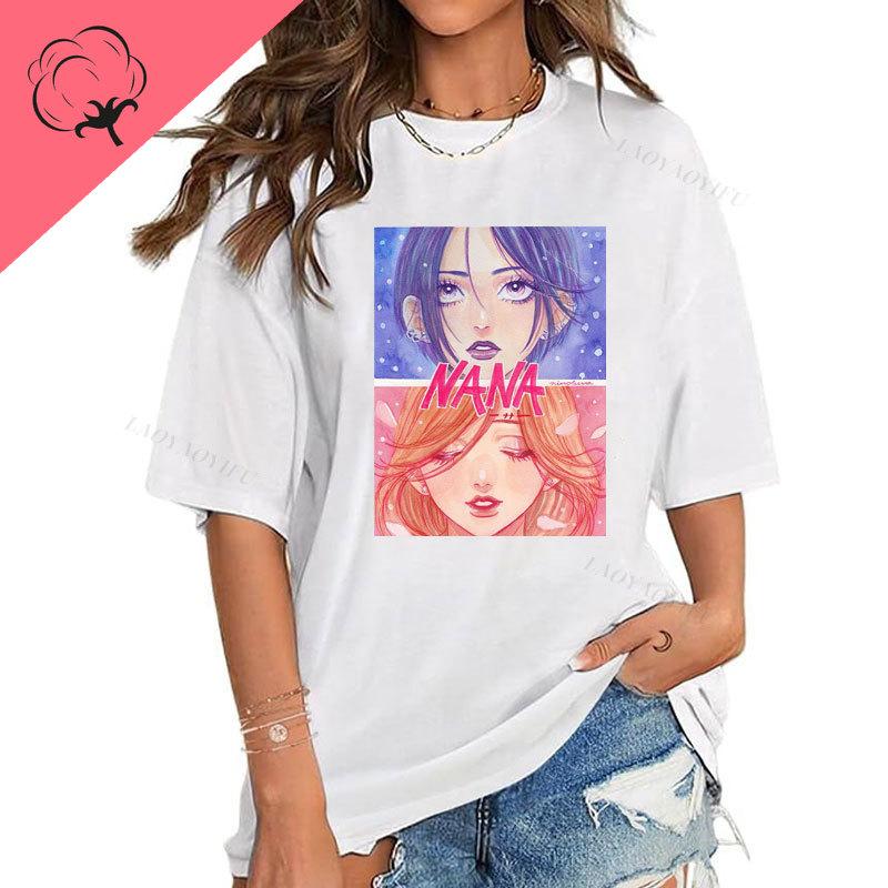 Japanese Anime Shirt NANA HACHI T Shirt Graphic Tees Short Sleeve Casual Kawayi Harajuku Y2k Clothes Unisex Women Cartoon Tops