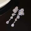 European and American geometric color flower zircon fringed earrings, stud earrings, exquisite luxury earrings, women
