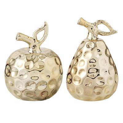 White Porcelain Artificial Pear Statue Durable Decorative Sculpture for Living Room Office Display