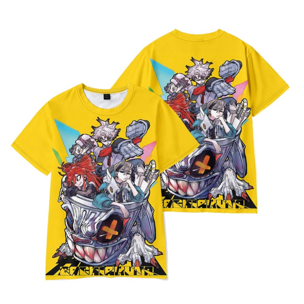 

7 цветов, новые летние женские и мужские футболки с коротким рукавом GACHIAKUTA, футболки с рисунком для фитнеса, новые мужские футболки, футболки для косплея XXS жёлтый