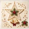Pearl Painting Christmas Star with Bells Art Kit DIY Handmade Holiday Home Decor Wall Hanging Craft.