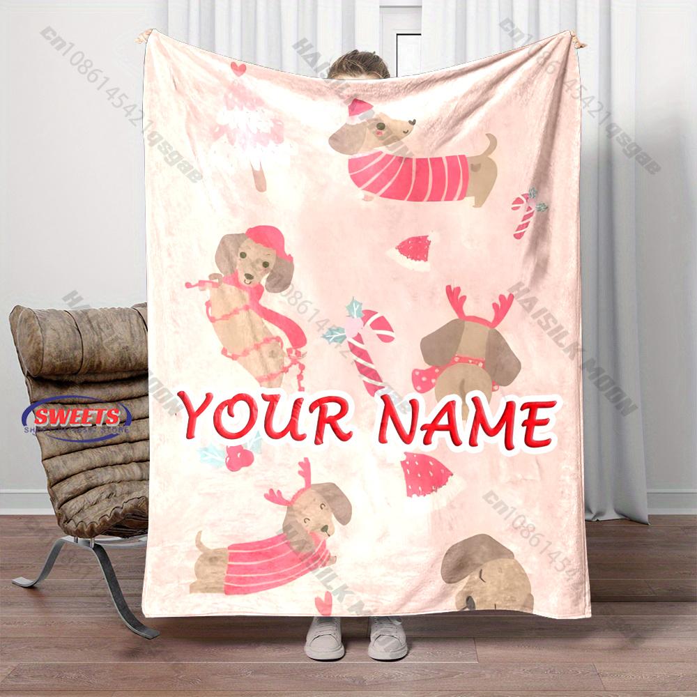Personalized Name Custom Christmas Blanket Christmas Dog Blanket Decor Soft Skin-Friendly blanket,all seasons,Christmas Gift