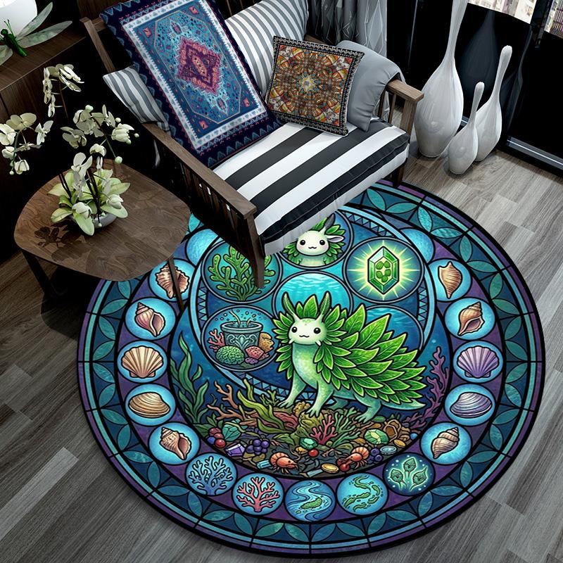 Oceanic Glass Round Area Rug Under Office Chairs Bedroom Living Room Home Decor