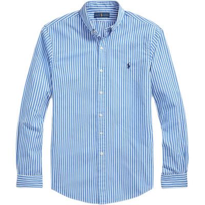 Polo Pruhovaná Popelínová Slim Fit Košile s Dlouhým Rukávem Pánské košile Modrá MNPOWOV16821246-400