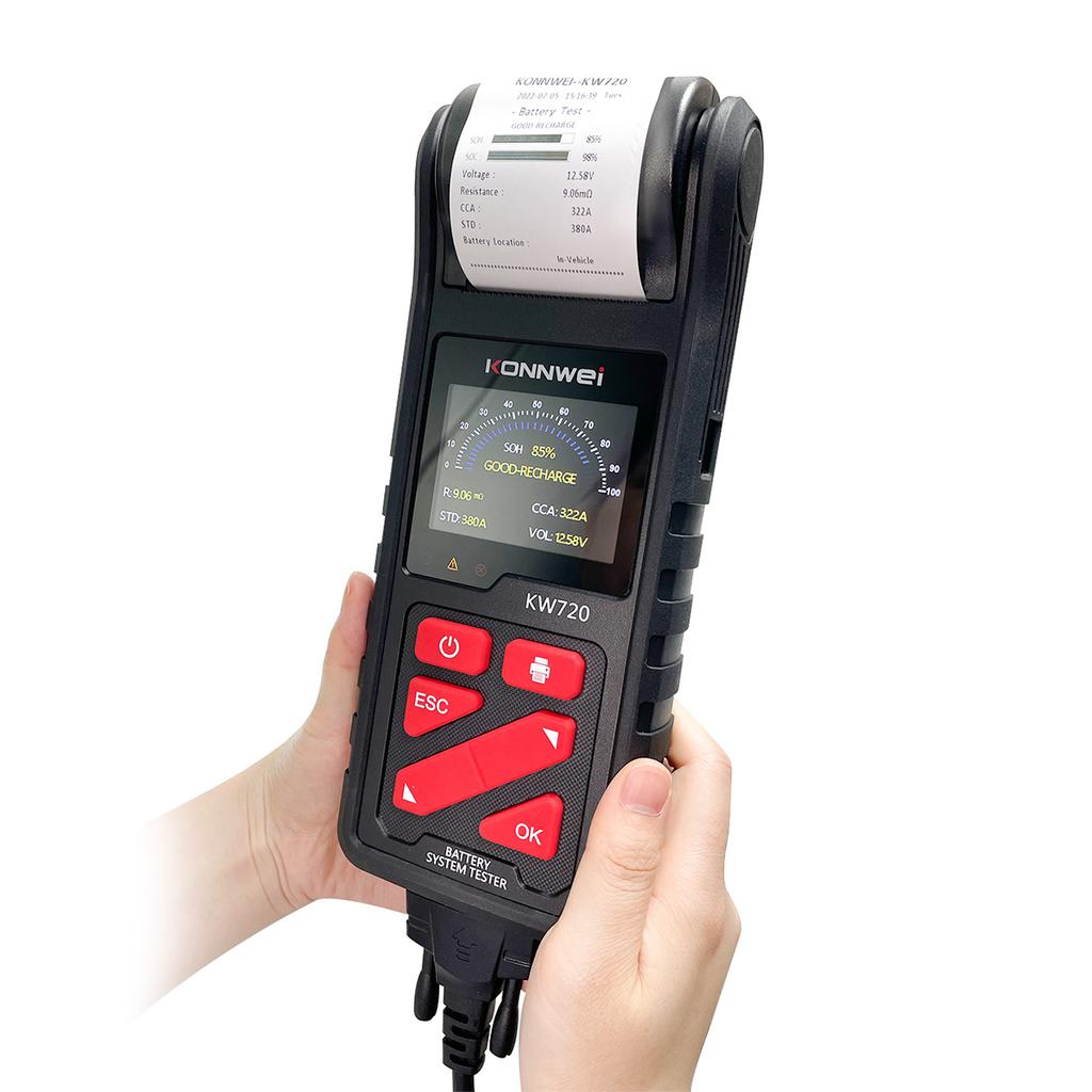Battery tester with printer 6-24V Konnwei KW720