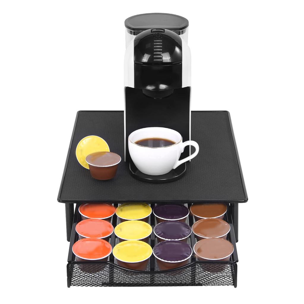 Coffee Pod Storage Drawer 36 Capacity Iron Capsule Organize Holder Drawer for Home Cafe Office Black