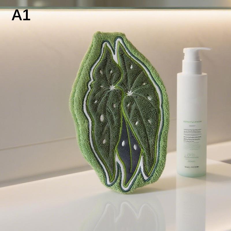 Hot Plant Leaves Hot Plant Cartoon Hand Towel Double-Layer Absorbent Thickened Quick Drying With Hanging Design Bathroom Kitchen