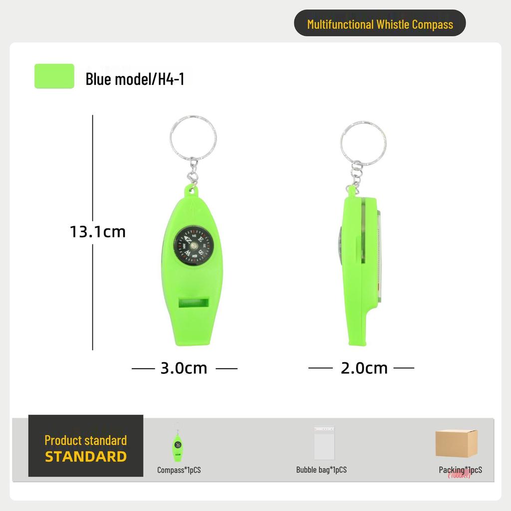 Multifunktionaler Outdoor-Kompass: 7-in-1 Studenten-Lehrhilfe mit Pfeife, LED-Licht und Thermometer.
