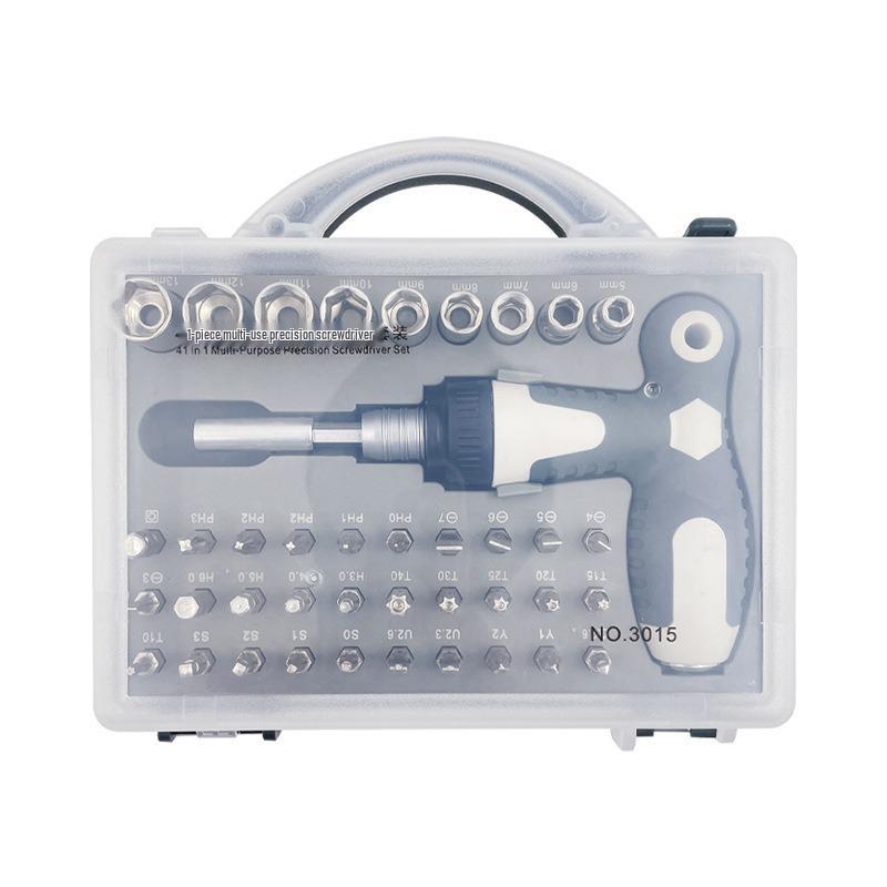 Cross T-Handle Ratchet Screwdriver Set with Multi-Bit Phillips & Flathead for Household Repairs Standard Household Repair Size