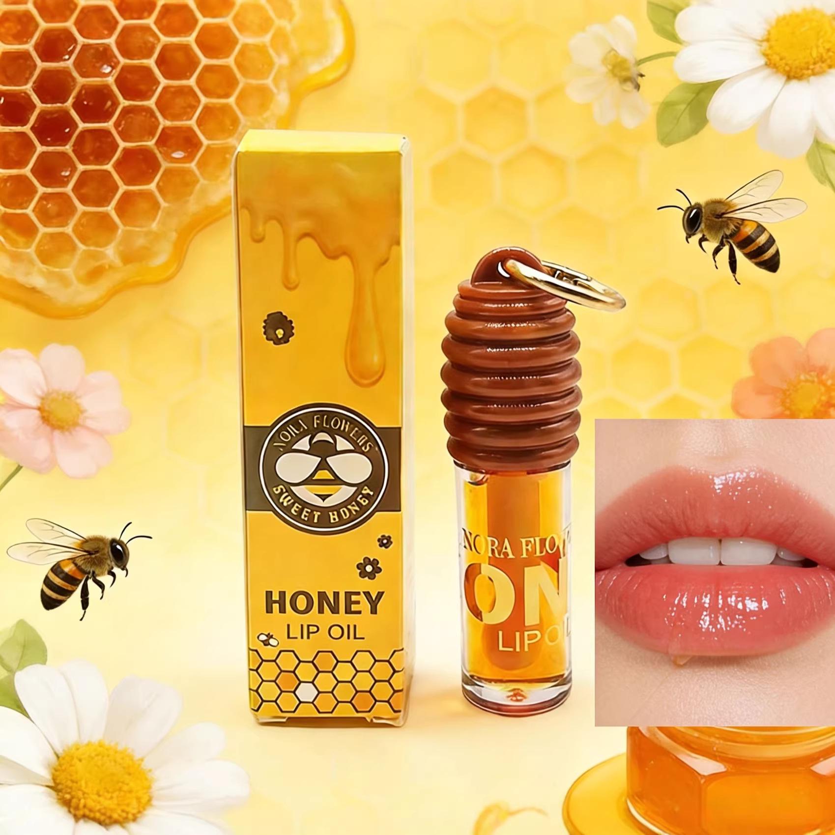 Honey Glow Lip Oil: Moisturizing, Hydrating Gloss with Keychain