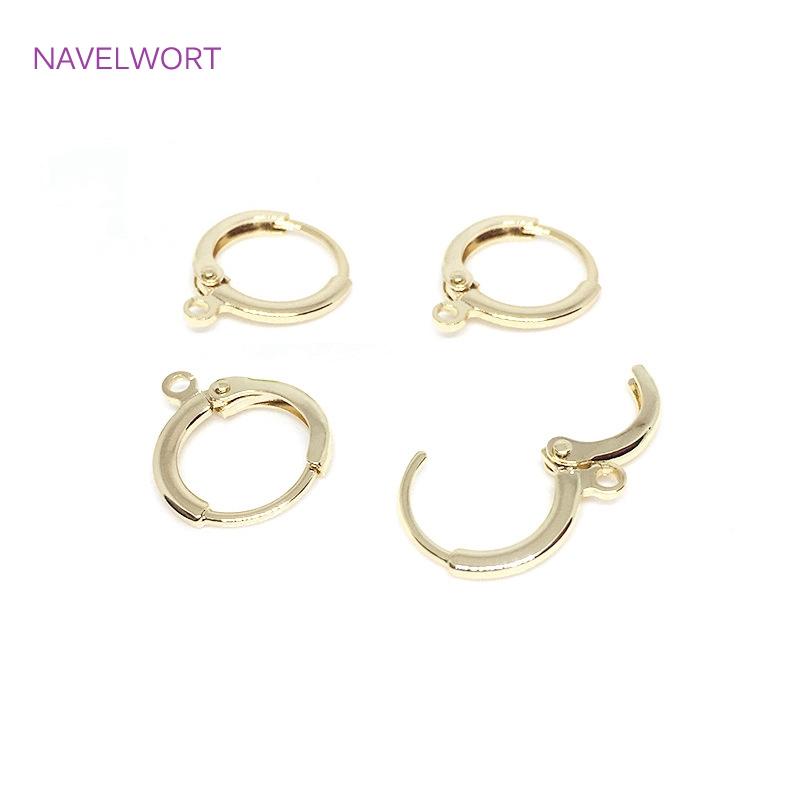 Brass Metal French Hoop Earring Clasps Fittings 14K Gold Plated Ear Setting Base Finding Women Fashion Jewellery Making Supplies