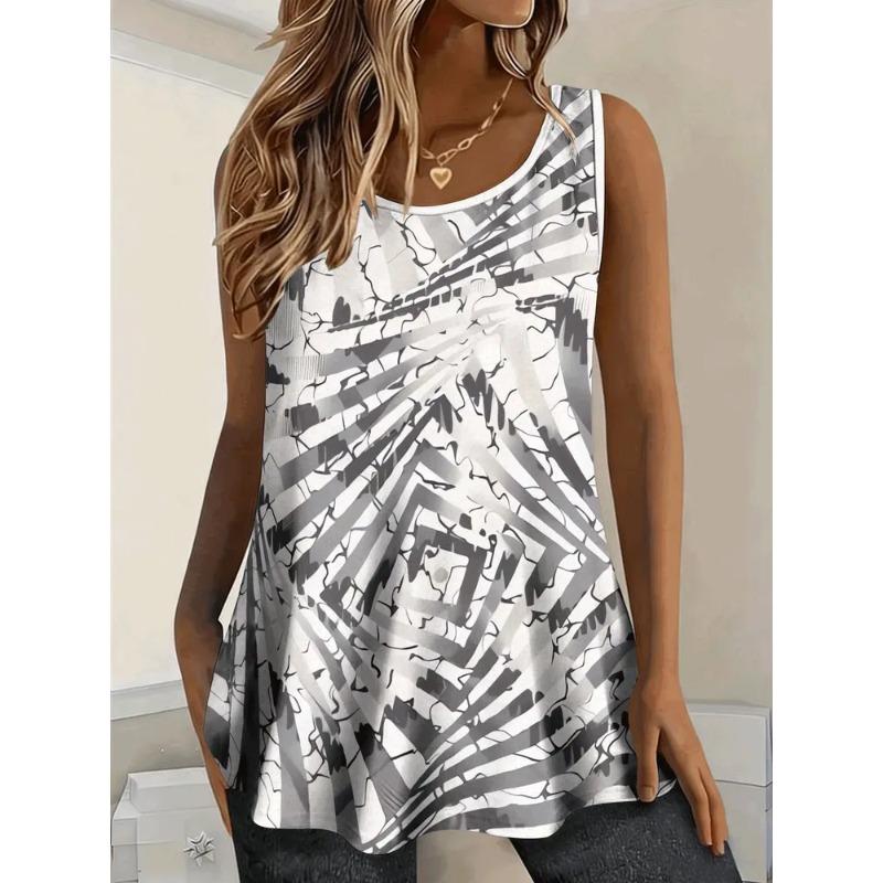 Summer Ladies 3D Printed Sleeveless T-Shirt Fashion Versatile Breathable Trend Casual