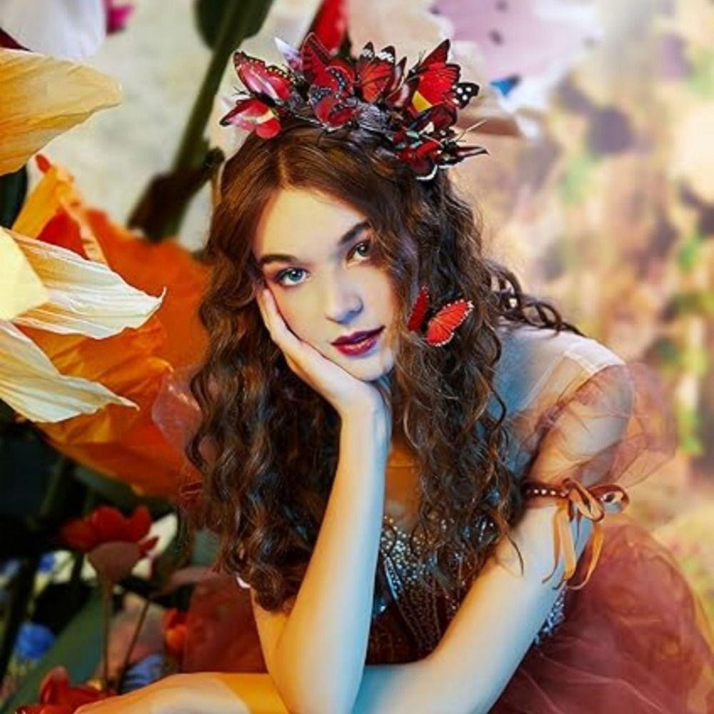 Cerchietti a Farfalla Cerchietto a Corona di Farfalle Copricapo per Costume di Halloween Copricapo Corona di Fiori