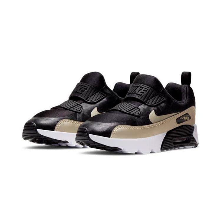Nike Air Max 90 Tiny Cushioning Low top Running Shoes Black Gold Children Aged 3 7 Years Old DC9200-091
