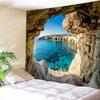 2D Summer Ocean Cave Landscape Tapestry, Nature Wall Hanging for Home