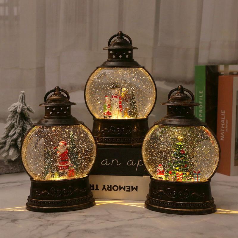 Christmas decoration wind lantern music box music box crystal ball old man Christmas tree light ornaments Christmas gift