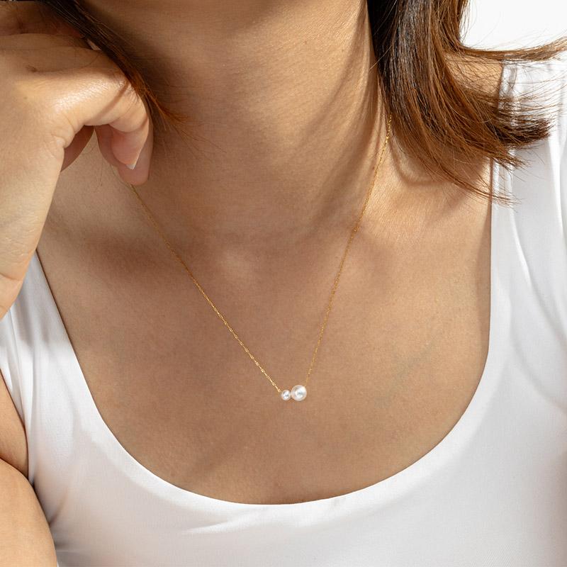 316L Stainless Steel Double Pearl Necklaces Foxanry Minimalist Elegant Waterproof Wedding Bride Jewelry Gifts EL0085