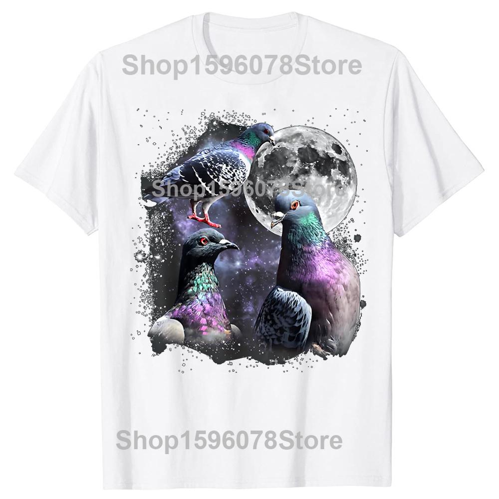 Funny Three Pigeon Moon Meme TShirt TShirt Summer Men Clothing Fashion T Shirts Cotton Short Sleeve Oversized Tshirt Tops