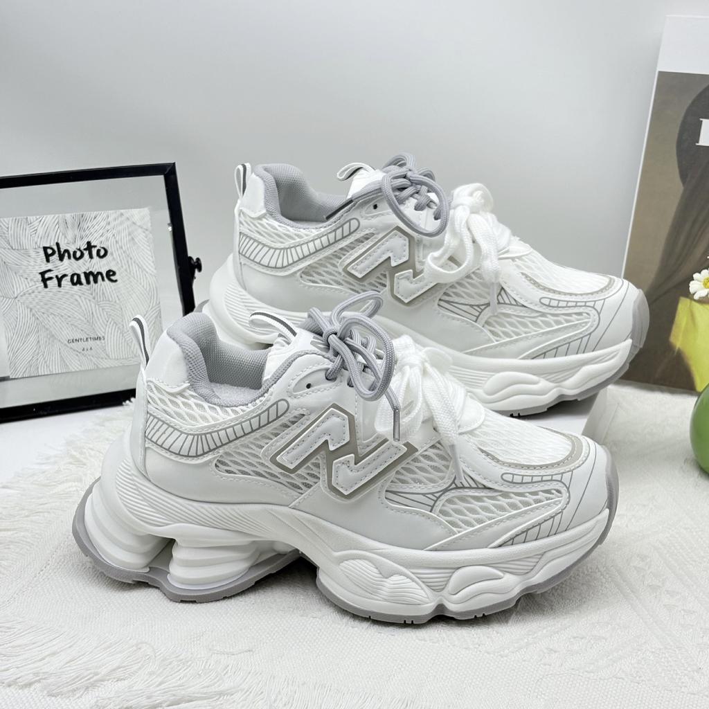 2025 Spring and Summer New Fashionable Versatile Thick-soled Heightening Dad Shoes Women's Ins Trendy Mesh Breathable Casual Sports Shoes
