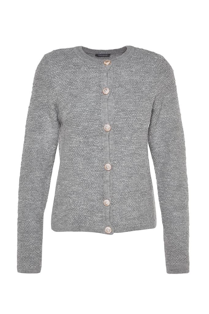 Women's Elegance Style Cardigan Black Soft Textured Accessory Jacket Look Knitwear Cardigan