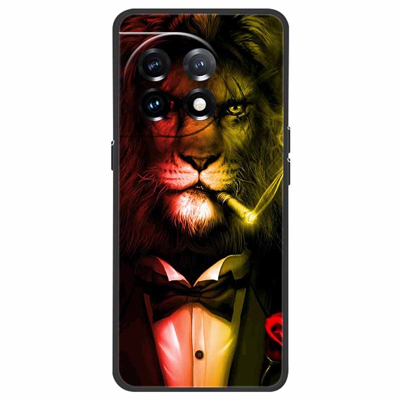 For OnePlus 11 5G Case One Plus 11R Flower Marble Black Bumper Soft TPU Silicone Cover for OnePlus 11 / 11R 5G Phone Cases Capas