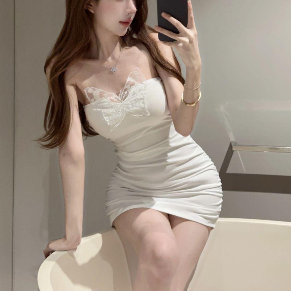 Pure desire Spice Girl sexy off-the-shoulder tube top and hip skirt summer new fashion three-dimensional bow super fairy dress
