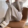 Side Slit Knitted Sweater Women Musilm Sets Warm Trousers Wide-leg Pants Two-piece Suit Elegant Femme Modest Islamic Clothing
