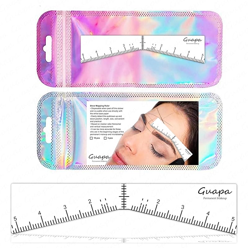 Guapa Augenbrauenlineal Schablonen Einfache Kartierung Formgebende Aufkleber Schablone Microblading Messwerkzeug Augenbrauenform Design Positionierungsaufkleber für Permanent
