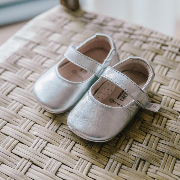 

Простые кожаные туфли на плоской подошве унисекс Baby Jam, серебристый-BB201
