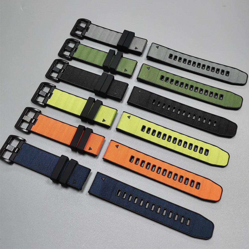 QuickFit 22mm 26mm Leather+Silicone Strap For Garmin Fenix 8 47mm 51mm 7 7X 6 6X 5 5X Plus Enduro 3 Tactix 9 Forerunner 965 955 970 Nylon Band