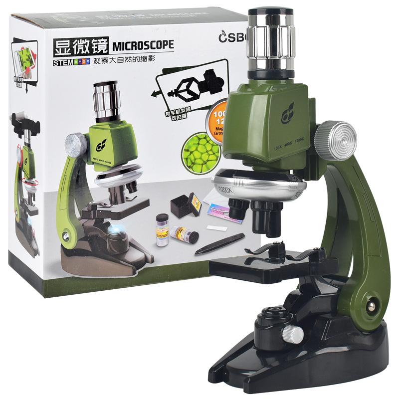 Children Microscope Biology Lab Led School Science Experiment Kit Education Scientific Toys Gifts for Kids Scientist