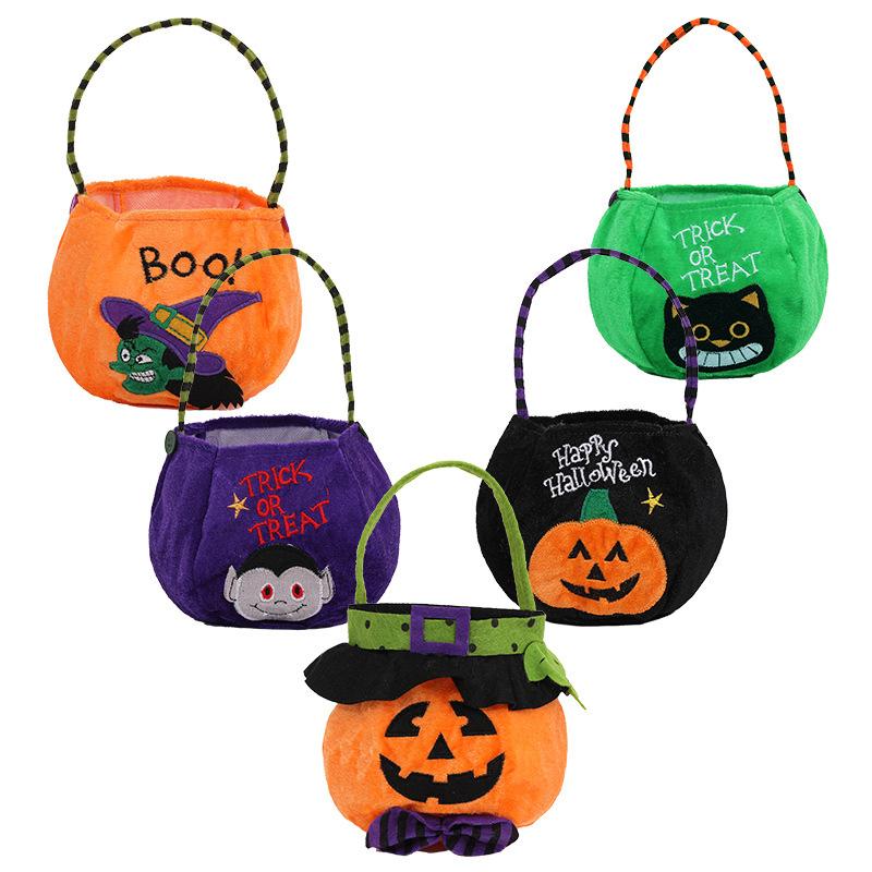 Qiaoding's New Halloween Decorations, Hooded Round Tote Bag, Ghost Festival Children's Candy Gift Bag, Pumpkin Bag