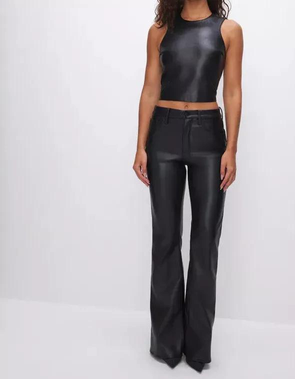 Leder Handgefertigt Formell Stilvoll Lässig Party Echt Damen Schwarz Oberteil Lammfell