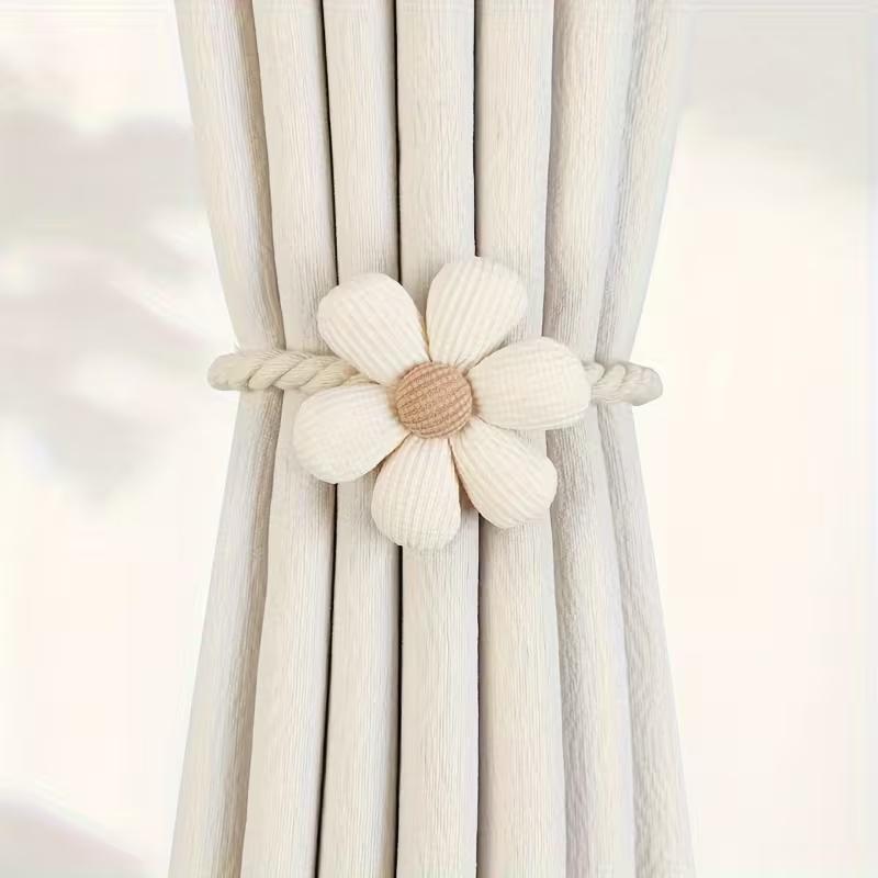 

2pc Magnetic Floral Curtain Tieback - No-Drill Creative Buckle for Living Room, Bedroom, Home Decor, Minimalist Design