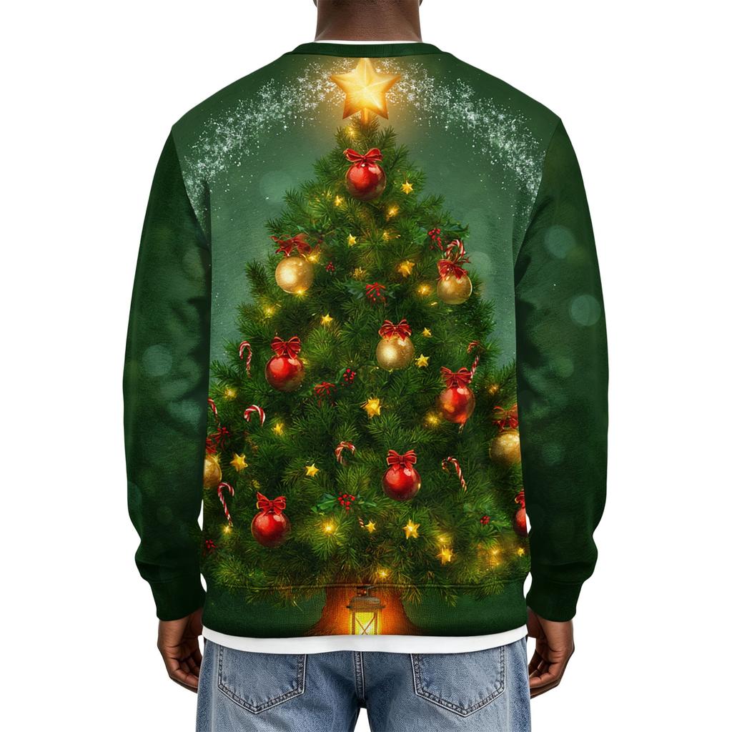 Herren Weihnachtspullover mit Rundhalsausschnitt, ohne Kapuze, Lässiges Pullover-Oberteil für die Feiertage