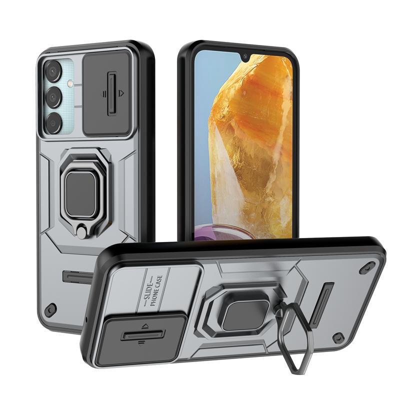 For Samsung Galaxy M15 5G Case Ring Holder Armor Shockproof Coque For Samsung M15 M 15 5G Slide Lens Protect Back Cover