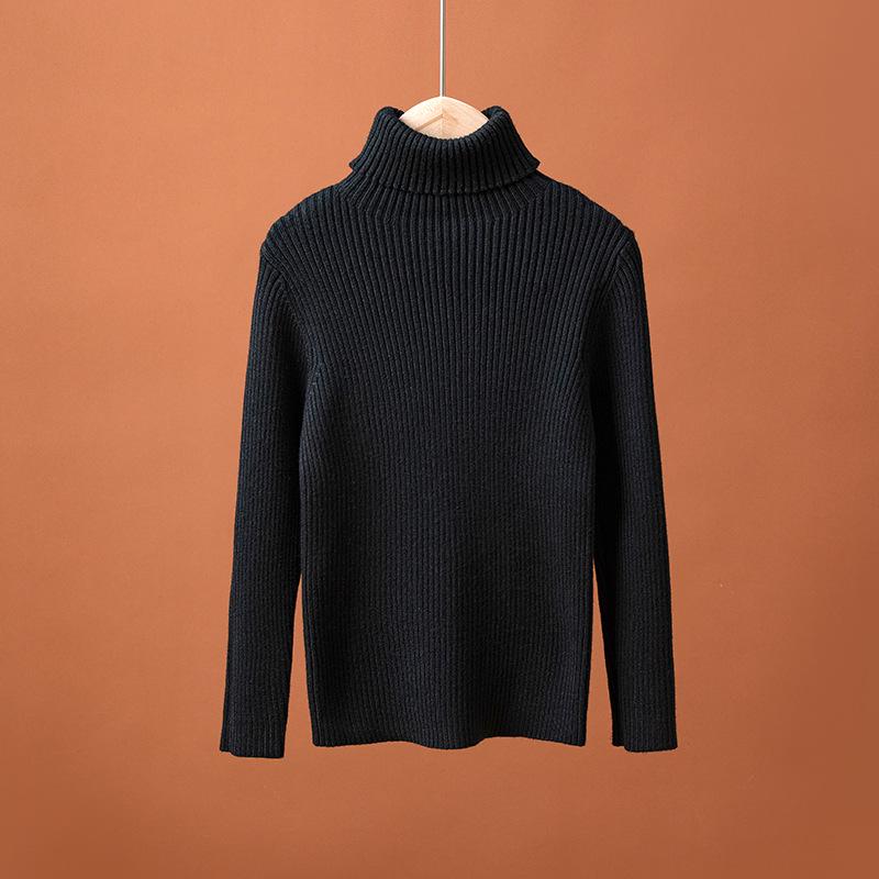 Girls' High Neck Knit Sweater - Stylish Long Sleeve Pullover for Medium & Large Children, Perfect Autumn & Winter Base Layer.
