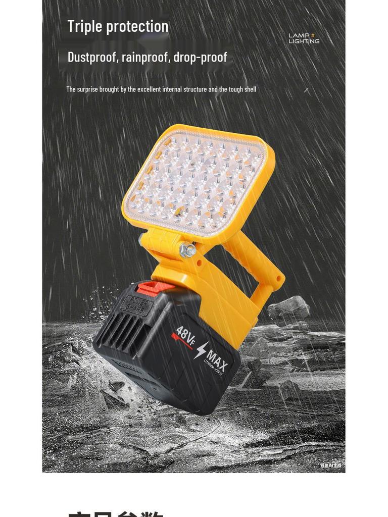 Portable Emergency Lithium Battery Floodlight for Camping, Construction, and Car Repairs