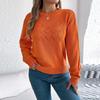 Dame ensfarget rund hals mesh lange ermer pull-over genser