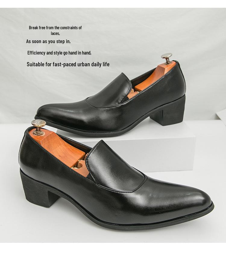 Plus Size Men's Formal Pointed Toe Leather Slip-on Shoes - Spring/Autumn 2025