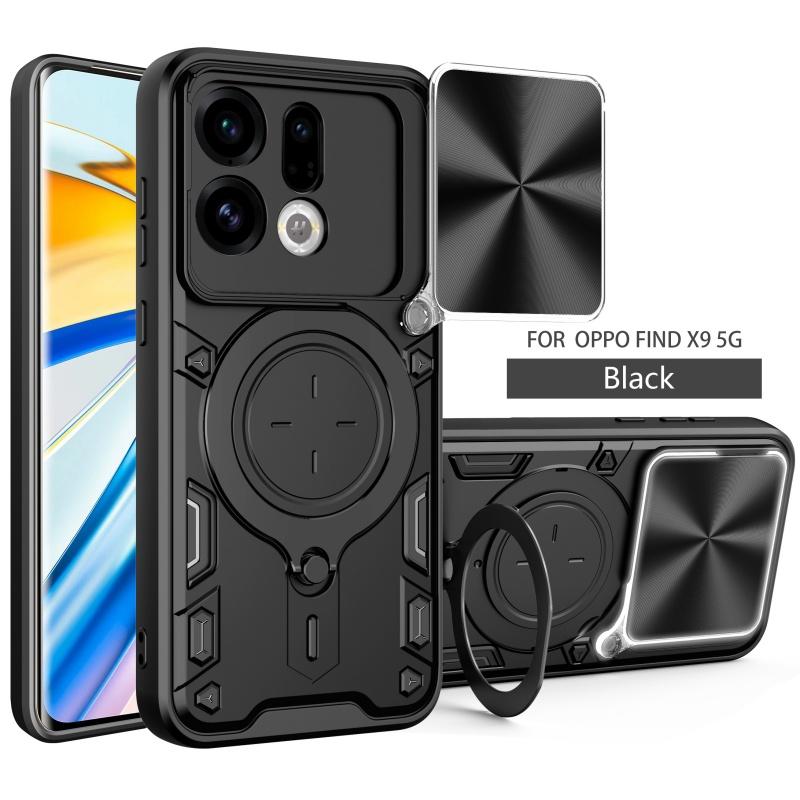 For OPPO Find X9 5G Case Magnetic Car Holder Ring Armor Phone Case For OPPO FindX9 5G Slide Lens Protect Cover