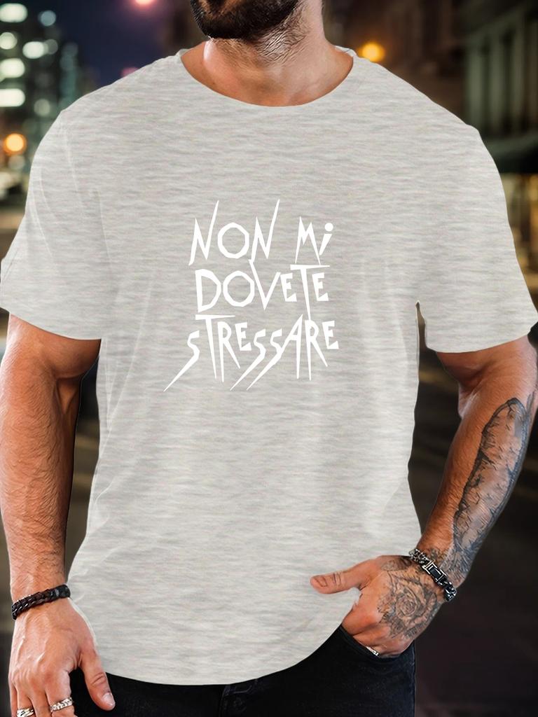 Unisex Light Blue Crew Neck Short Sleeve Tee Non Mi Dovete Stressare Italian Grunge Text Soft Cotton Male Daily Casual Summer Tops